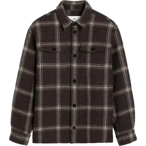 Checkered Wool Overshirt , male, Sizes: S, L, M - Ami Paris - Modalova