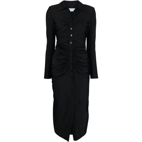 Schwarzes Kleid mit Ausschnitten und Knopfverschluss vorne , Damen, Größe: 2XS - Self Portrait - Modalova