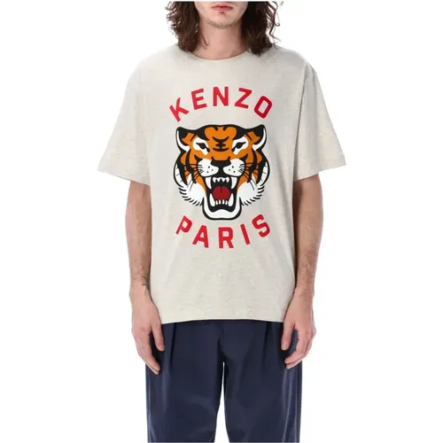 Grau Mel Lucky Tiger T-Shirt , Herren, Größe: M - Kenzo - Modalova