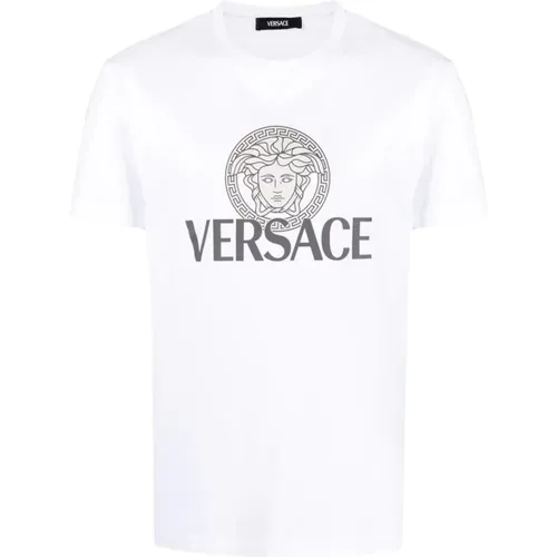 Medusa Branded Cotton T-Shirt , male, Sizes: 2XL, L, XL - Versace - Modalova