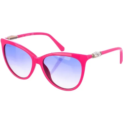 Bordeaux Oval Sonnenbrille mit Fuchsia-Verlauf , Damen, Größe: ONE Size - Swarovski - Modalova