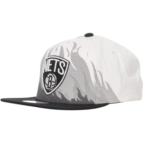 Brooklyn Nets Flat Visor Cap , male, Sizes: ONE SIZE - Mitchell & Ness - Modalova