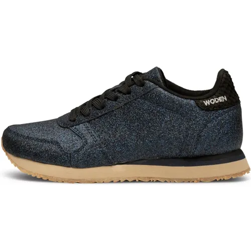 Glitter Sneaker with Fish Leather Details , female, Sizes: 3 UK, 4 UK, 2 UK - Woden - Modalova