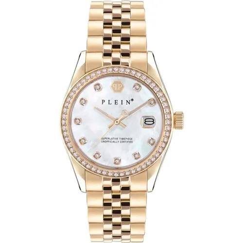 Superlative Date Gold Watch , female, Sizes: ONE SIZE - Philipp Plein - Modalova