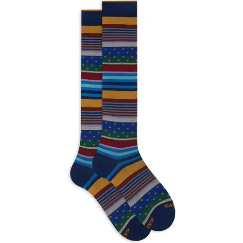 Italienische Baumwoll Lange Socken Streifen Polka - Gallo - Modalova