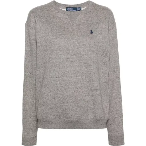 Grauer Jersey Rundhalsausschnitt Pullover , Damen, Größe: XS - Polo Ralph Lauren - Modalova