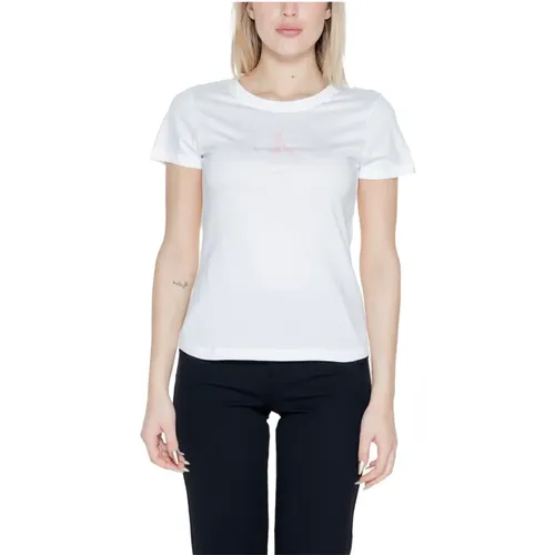 Satin Damen T-Shirt Frühling/Sommer Kollektion , Damen, Größe: L - Calvin Klein Jeans - Modalova