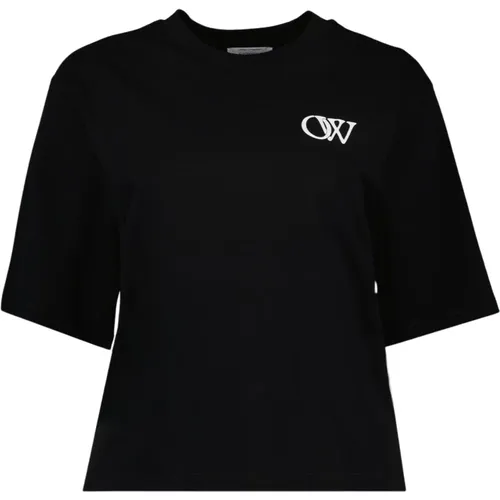 Oversized Logo T-Shirt , Damen, Größe: M - Off White - Modalova