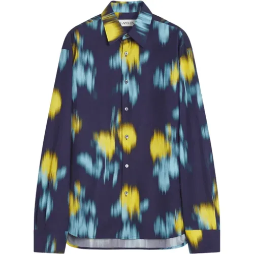 Blumiges Shirt mit verschwommenem Druck , Herren, Größe: 2XL - Lanvin - Modalova