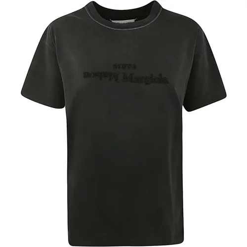 Gewaschenes Schwarzes T-Shirt,Aubergine T-Shirt - Maison Margiela - Modalova
