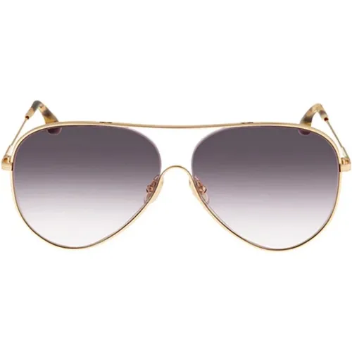 Lila und Gold Metall Sonnenbrille - Victoria Beckham - Modalova