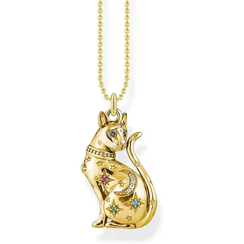 Cat Constellation Gold Pendant Necklace , female, Sizes: ONE SIZE - Thomas Sabo - Modalova