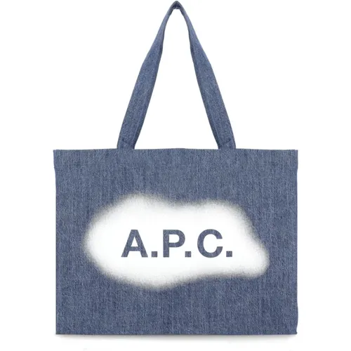 Blaue Denim Einkaufstasche mit Logo - A.p.c. - Modalova