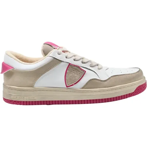 Niedrige Sneakers Lyon Mixage Weiß Pink , Herren, Größe: 37 EU - Philippe Model - Modalova