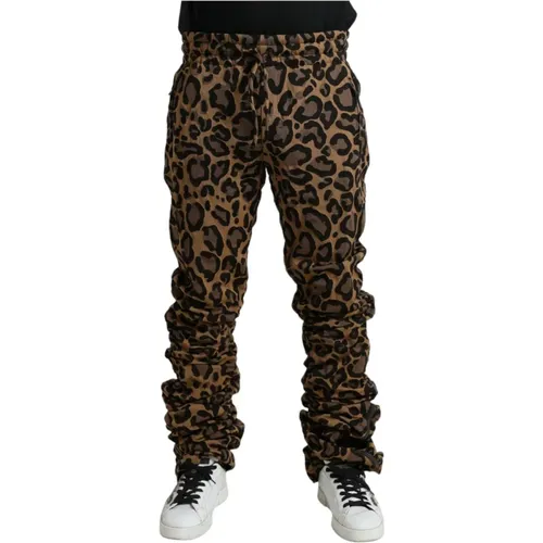 Leopard Jacquard Jogger Pants , male, Sizes: XS, XL, 3XL, L, S, 2XL, M - Dolce & Gabbana - Modalova