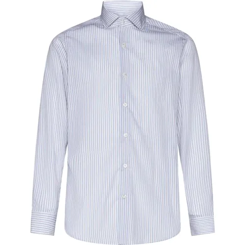 Striped Long-Sleeve Cotton Shirt , male, Sizes: M, L, XL, 3XL - D4.0 - Modalova