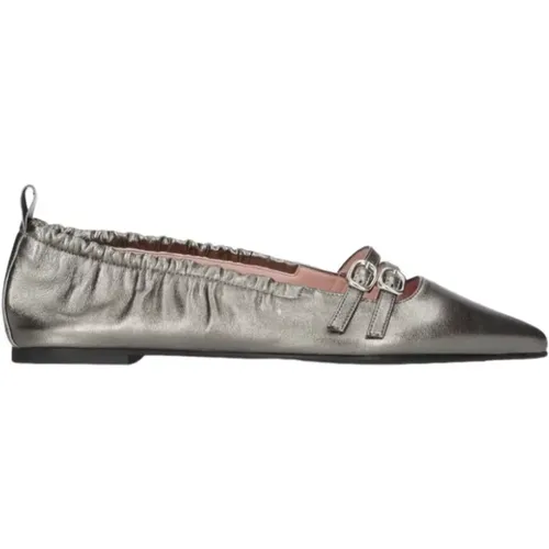 Elegante Leder Ballerinas in Gunmetal , Damen, Größe: 36 EU - Pretty Ballerinas - Modalova