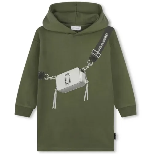 Grüner Baumwollkapuzenpullover,Grünes Kapuzen-Sweatshirt-Kleid mit Frontdruck - Marc Jacobs - Modalova