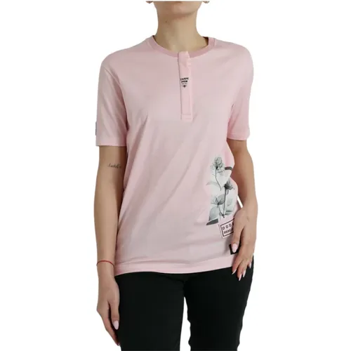 Rosa Blumen Baumwoll T-Shirt - Dolce & Gabbana - Modalova