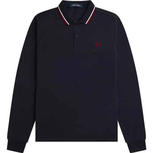Authentic Long Sleeved Twin Tipped Polo Navy , male, Sizes: S - Fred Perry - Modalova
