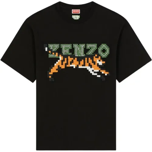 Herren T-Shirt mit Pixel-Print - Stilvoll und modern , Herren, Größe: S - Kenzo - Modalova