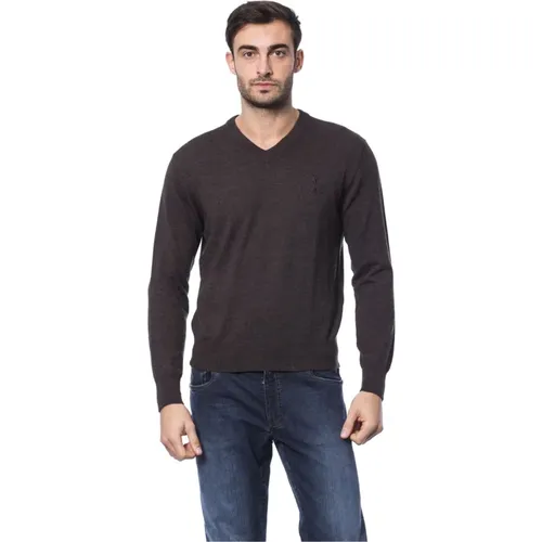 Embroidered Merino Wool V-Neck Sweater , male, Sizes: 3XL, M, L, 2XL, 4XL, XL - Billionaire - Modalova