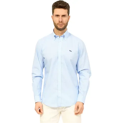 Blaues Button-Down Hemd mit Bassotto-Stickerei , Herren, Größe: M - Harmont & Blaine - Modalova