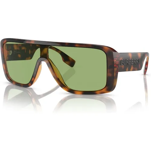 Dunkel Havana/Grüne Sonnenbrille , Herren, Größe: 30 MM - Burberry - Modalova
