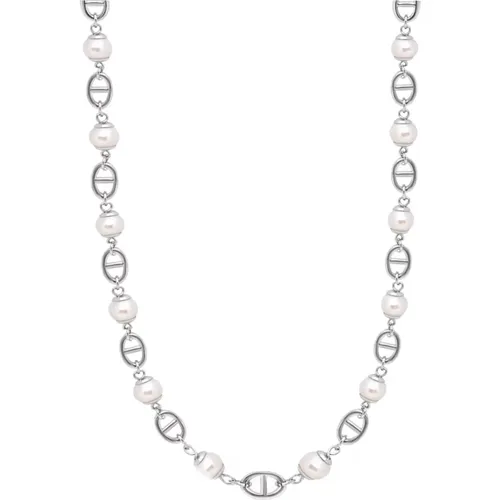 Men`s Silver Mariner Chain with Pearls - Nialaya - Modalova