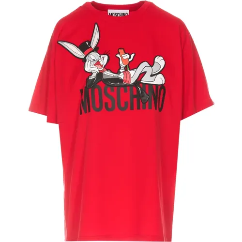 Bugs Bunny Patch T-Shirt , Damen, Größe: L - Moschino - Modalova
