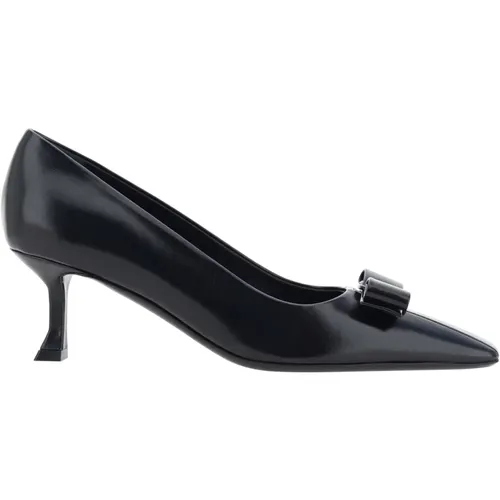 Elegante Leder Schleifen Detail Pumps , Damen, Größe: 36 EU - Salvatore Ferragamo - Modalova