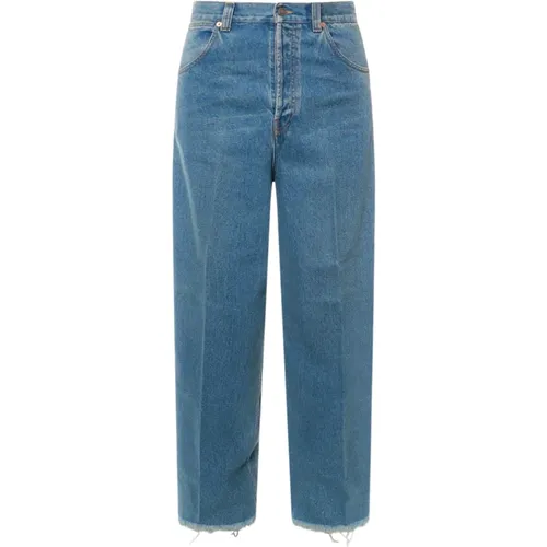 Wide Leg Jeans Frayed Bottom , male, Sizes: W30, W34, W31, W29, W33 - Gucci - Modalova