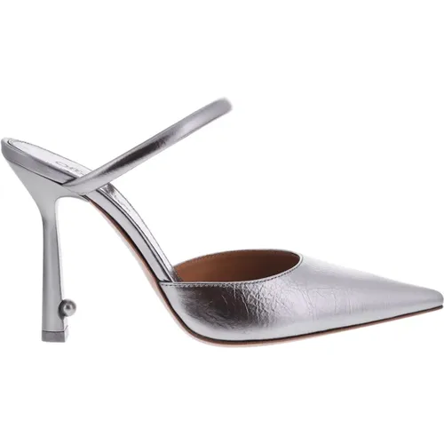 Metallic Silver Lollipop Mule Heels , female, Sizes: 5 UK, 7 UK, 6 UK, 8 UK - Off White - Modalova