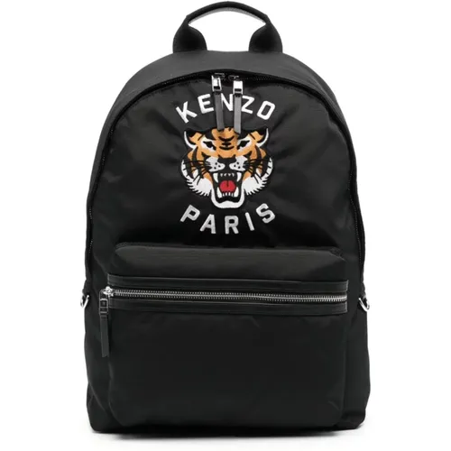 Canvas Tiger Motif Backpack , male, Sizes: ONE SIZE - Kenzo - Modalova