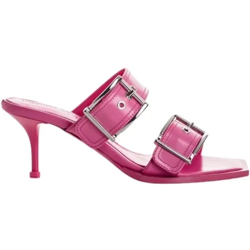 Rosa Leder Punk Mules , Damen, Größe: 40 EU - alexander mcqueen - Modalova