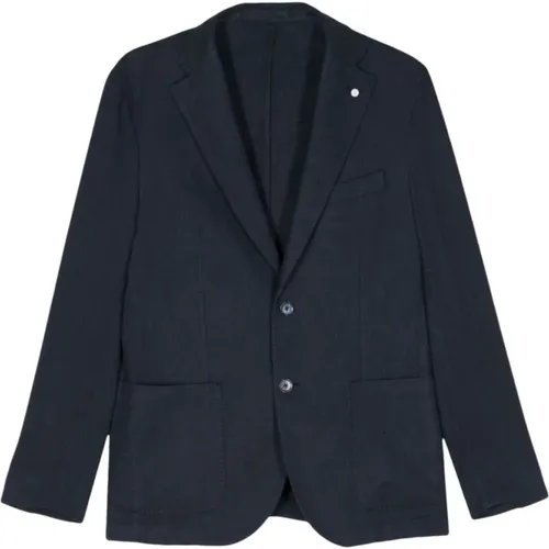 Navy Herringbone Jacket , male, Sizes: 2XL, 3XL, XL - Luigi Bianchi Mantova - Modalova