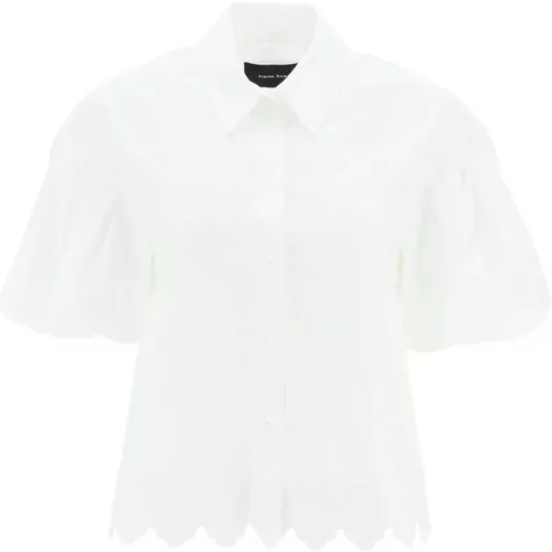 Besticktes Cropped-Shirt mit Puffärmeln , Damen, Größe: 2XS - Simone Rocha - Modalova