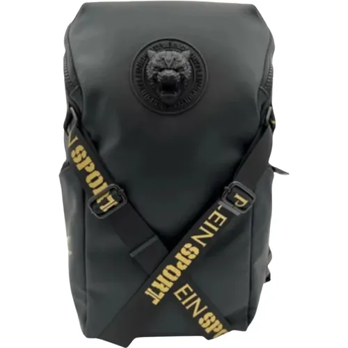 Schwarzer Rucksack aus technischem Stoff mit geprägtem Logo - Plein Sport - Modalova