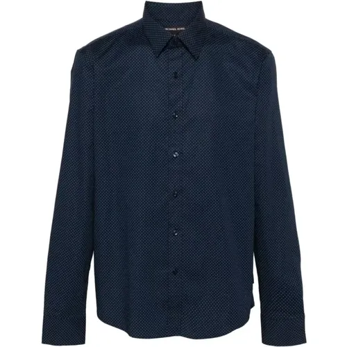 Midnight Pin Dot Cotton Shirt , male, Sizes: L, S - Michael Kors - Modalova