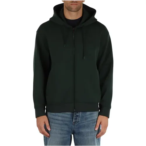 Hoodie with zip in cotton blend , male, Sizes: XL, L, 3XL, M, 2XL, S - Emporio Armani - Modalova