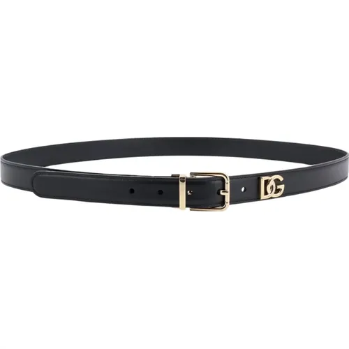 Leather Belt with Metal Buckle , female, Sizes: 90 CM, 95 CM - Dolce & Gabbana - Modalova