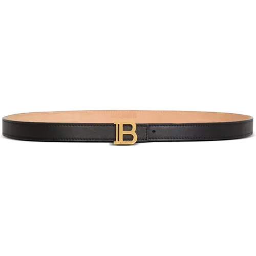 Schmaler Gürtel B-Belt aus Kalbsleder , Damen, Größe: 85 CM - Balmain - Modalova