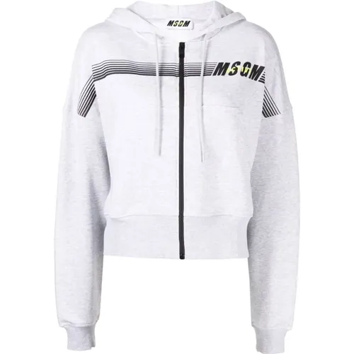 Zip Hoodie , Damen, Größe: L - MSGM - Modalova