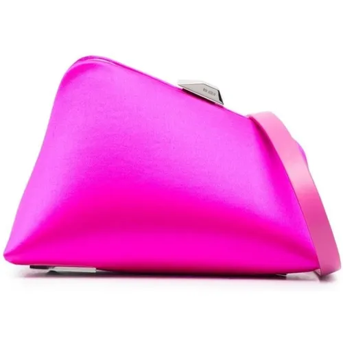 Logo-Print Clutch Bag in Fuchsia , female, Sizes: ONE SIZE - The Attico - Modalova