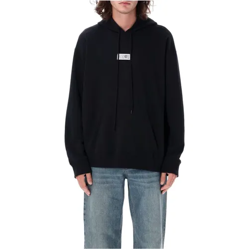 Schwarzer Strickpullover Tag Hoodie Aw24 , Herren, Größe: L - MM6 Maison Margiela - Modalova