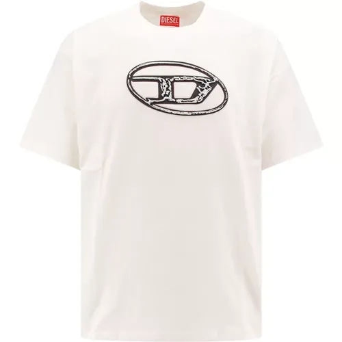 Bio-Baumwoll-T-Shirt mit Oval-D-Logo , Herren, Größe: XL - Diesel - Modalova