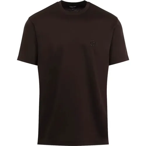 Chocolate Cotton T-Shirt , male, Sizes: M - Giorgio Armani - Modalova