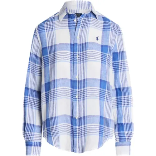 Blau/Weißes Leinenhemd mit Logo - Ralph Lauren - Modalova