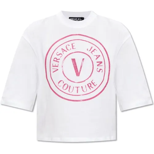 Baumwoll-T-Shirt , Damen, Größe: M - Versace Jeans Couture - Modalova