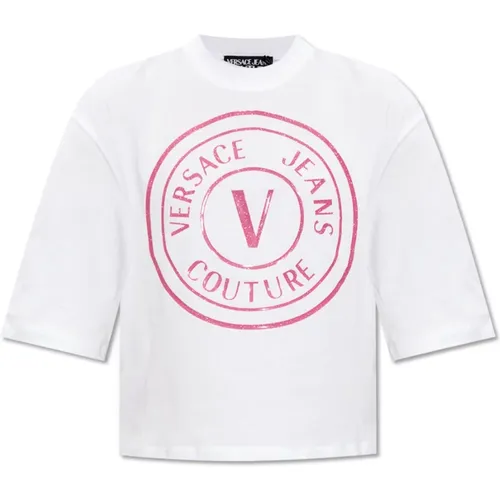 Baumwoll-T-Shirt , Damen, Größe: S - Versace Jeans Couture - Modalova